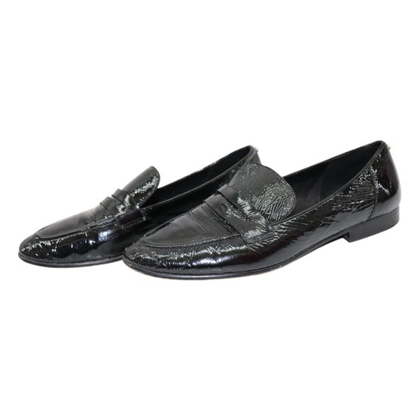 CLASSIC KATE SPADE BLACK CRINKLE PATENT Leather Genevieve Loafers Shoes 9 1/2 M - Picture 4 of 10